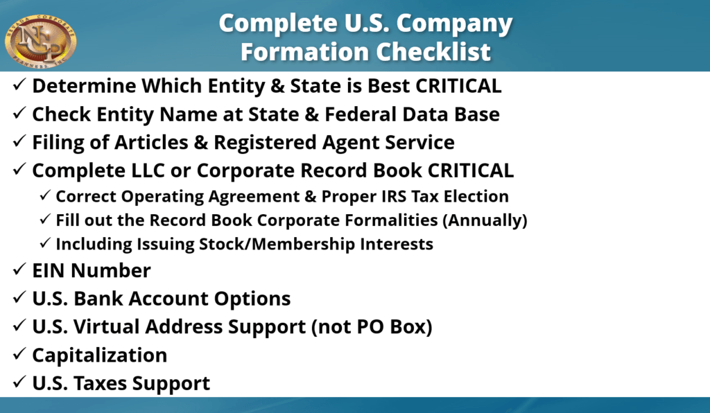 US Company Formation Checklist: