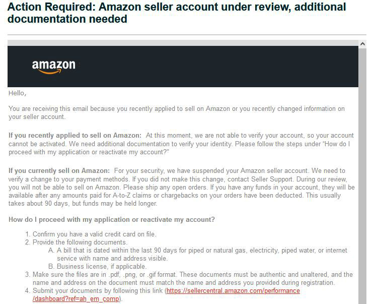 Amazon account not verified