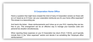 S corp home office
