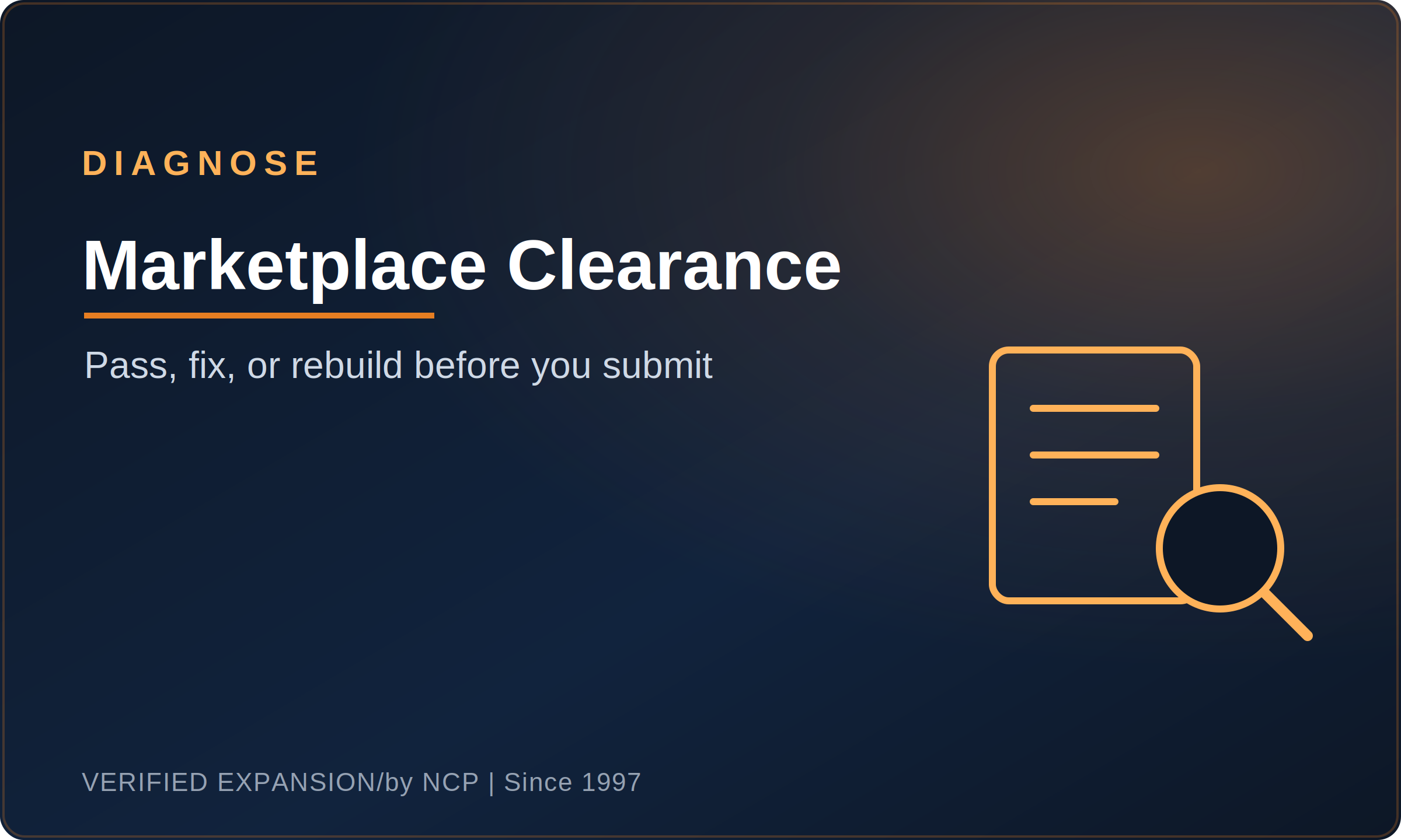 Marketplace Clearance Plan